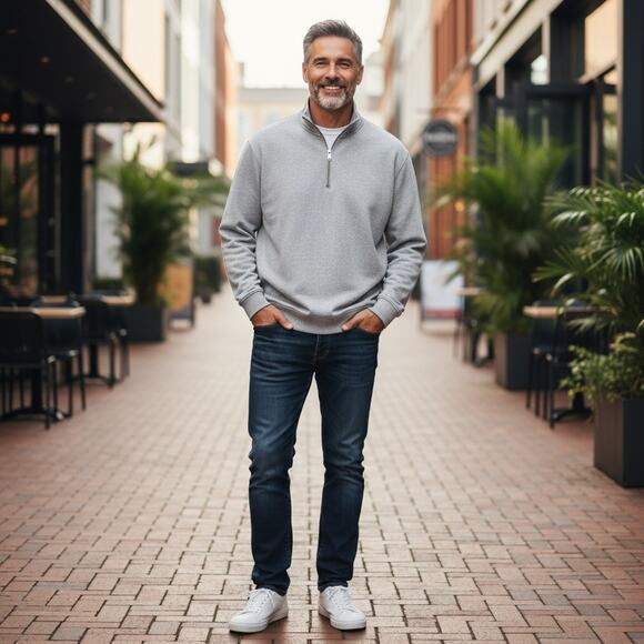 Hart Schaffner Marx Quarter Zip Knit Pullover Mens XL Classic Preppy Henley Gray - Picture 1 of 7